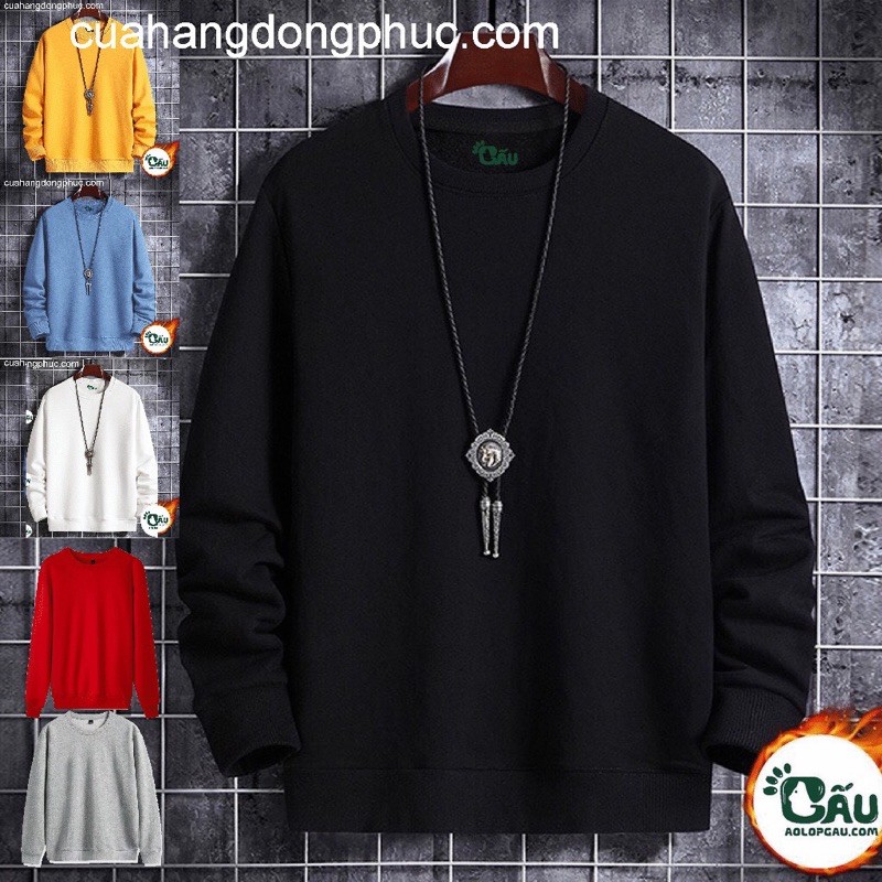 Áo sweater GẤU 194 vải nỉ thu đông co dãn, dày dặn mềm mịn form rộng phong cách Unisex - Trơn SW