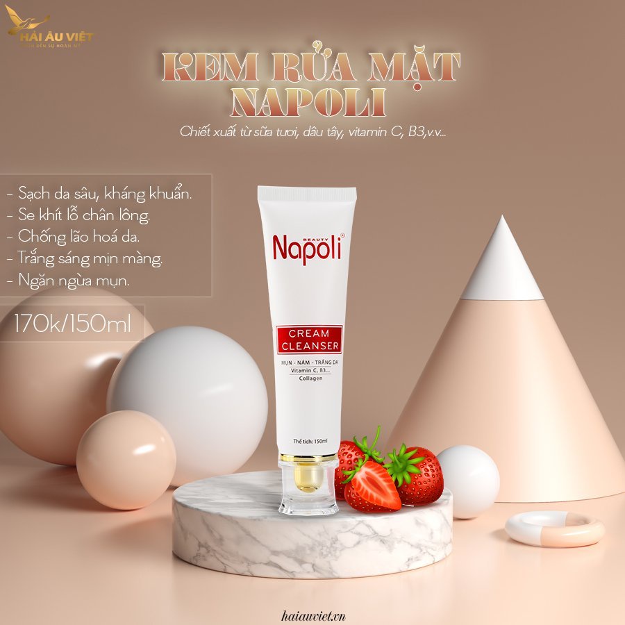 Sữa Rửa Mặt Ngừa Mụn, Mờ Nám, Trắng Da.Kem Rửa Mặt Napoli Không Bọt -Hà Mi mart