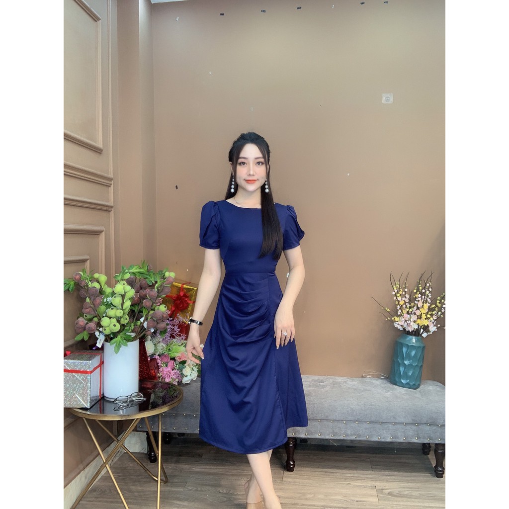 Monoco- 	Váy cổ tròn tay bồng eo rút nhún-8785 | BigBuy360 - bigbuy360.vn