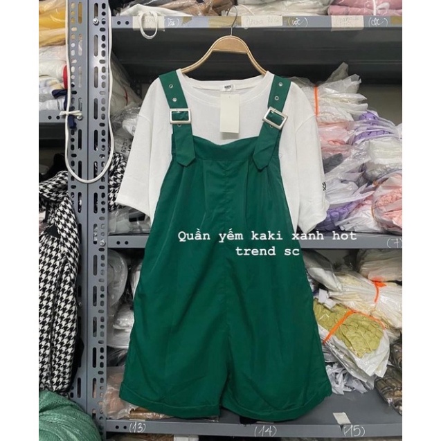 Quần Yếm Kaki Dáng Short Đùi Form Rộng Kiểu Dáng Hàn Quốc Ulzzang Chất Dày Đẹp (có ảnh thật)