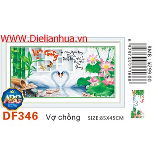 Tranh đính đá  mẫu thiên nga VỢ CHỒNG. KÍCH thước :85x45cm