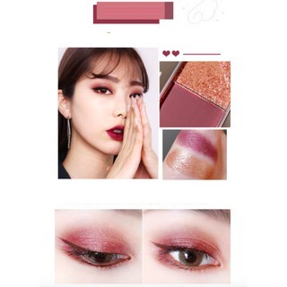 Hộp phấn mắt HANRU kèm phấn bắt sáng ánh nhũ lấp lánh bằng thiếc thiết kế dạng hộp kẹo