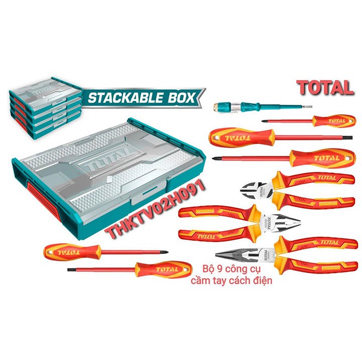 Bộ đồ nghề gia dụng cách điện 9 chi tiết Total THKTV02H091