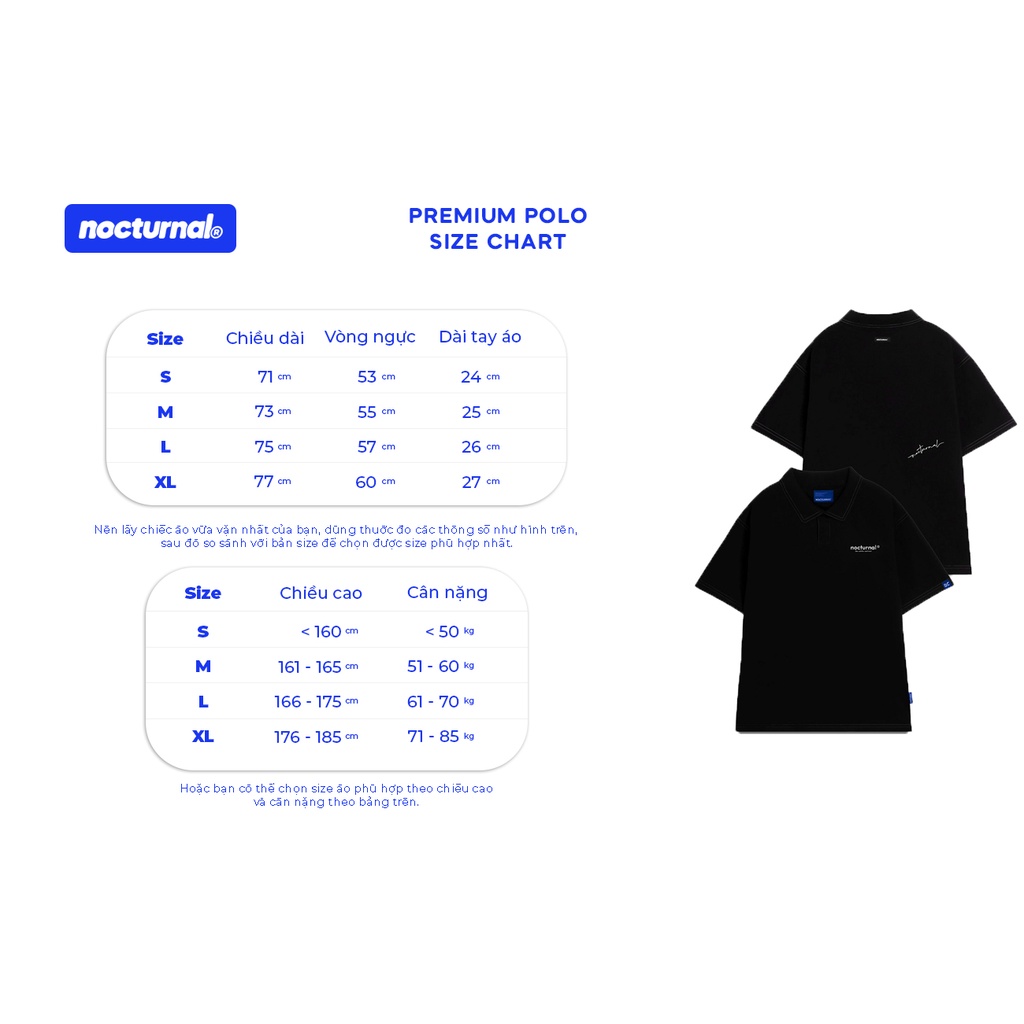 Áo Polo Chỉ Nổi NOCTURNAL Subtle Contrast 100% Cotton Local Brand Unisex Form Rộng Tay Lỡ Oversize