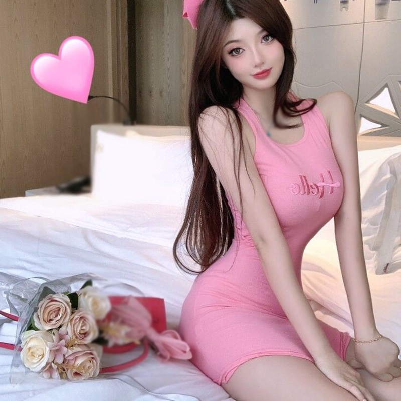 Đầm Ngắn Đi Biển Sát Nách Ôm Dáng Thêu Chữ Quyến Rũ Thoáng Khí Thời Trang Mùa Hè Cho Nữ