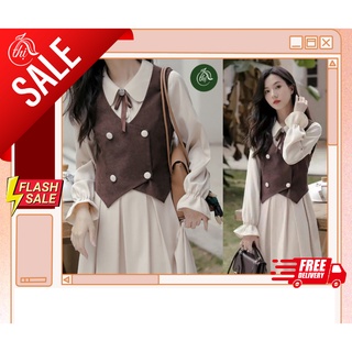 (Hàng có sẵn) Váy retro, áo gile dáng cổ điển, phong cách vintage, chất liệu dày dặn, đường may tinh xảo