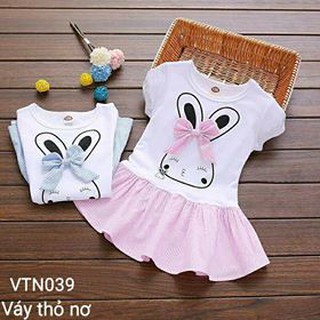 Áo váy nơ thỏ cho bé gái từ 5kg - 18kg