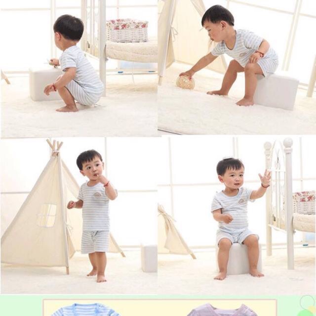 Bộ bé trai vải sợi tre