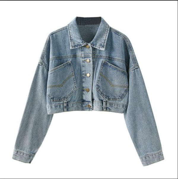 [Mã WANOV30 hoàn 15% xu đơn 99k] áo khoác bò croptop nữ 2 túi trước | BigBuy360 - bigbuy360.vn