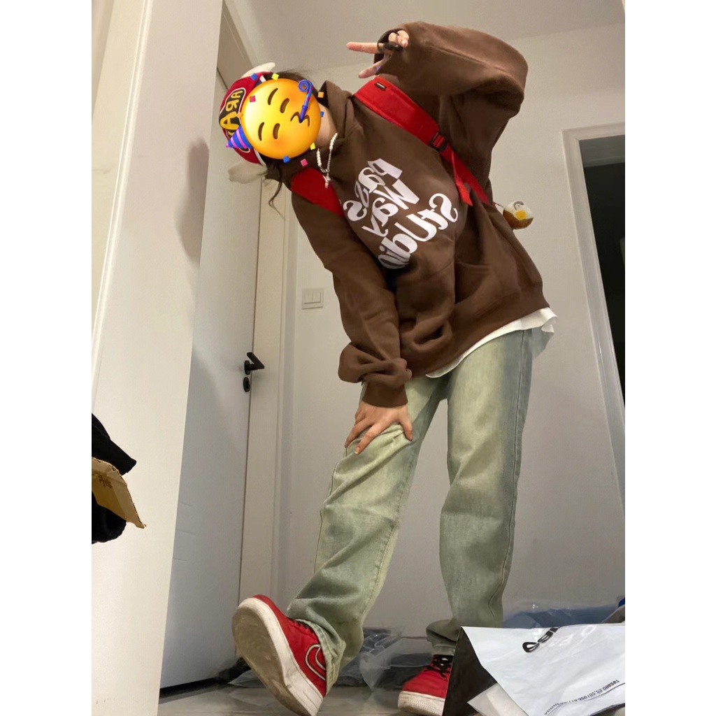 NRVP Áo Hoodie Tay Dài Oversize In Họa Tiết Phong Cách Hàn Quốc Kiểu Mới Cho Nam / Nữ