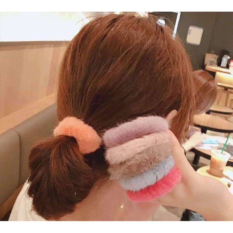 Chun cột tóc lông thỏ bản nhỏ