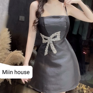 Váy 2 dây tapta eo kết nơ đá