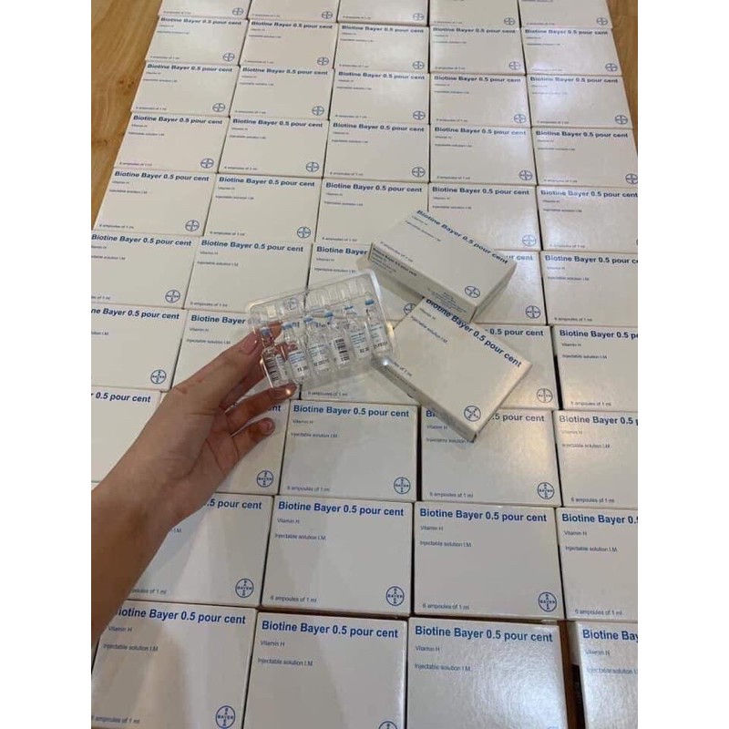 Mọc tóc biotin Biotine Bayer Pháp 1 ống và đen tóc bepanthen 1 ống