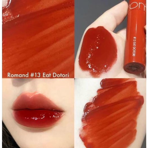 [Mẫu Mới] Son Kem Bóng Romand Màu Đỏ Nâu Gạch Juicy Velvet Tint 13 Eat Dotori