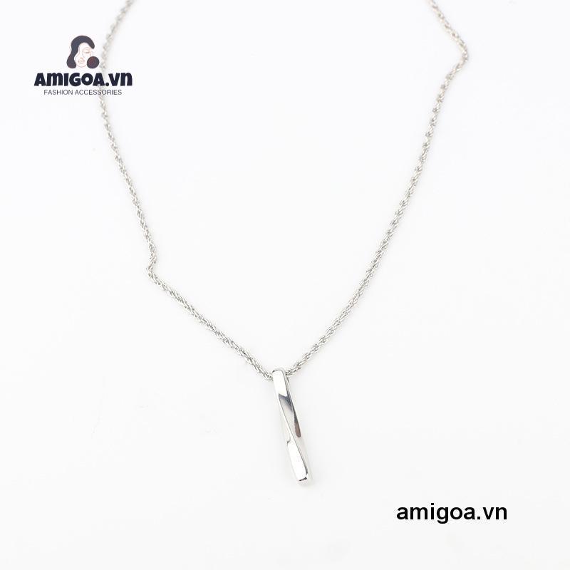 ✨✨Vòng cổ thép mặt hình chữ nhật xoắn ốc phong cách Punk thời trang cho nam và nữ