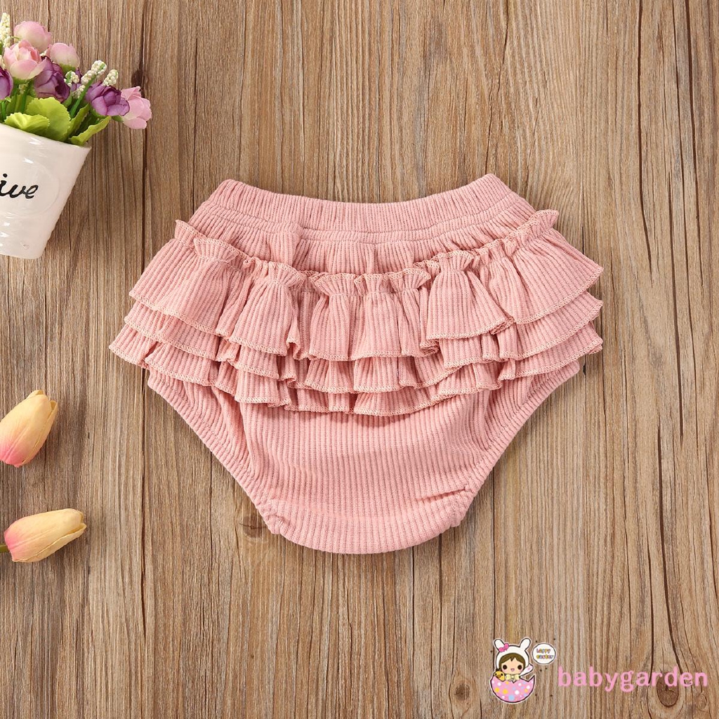 Quần Short Lưng Cao Nhiều Tầng In Hoa Cho Bé Gái