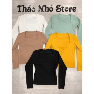 áo thun tay dài cổ vuông