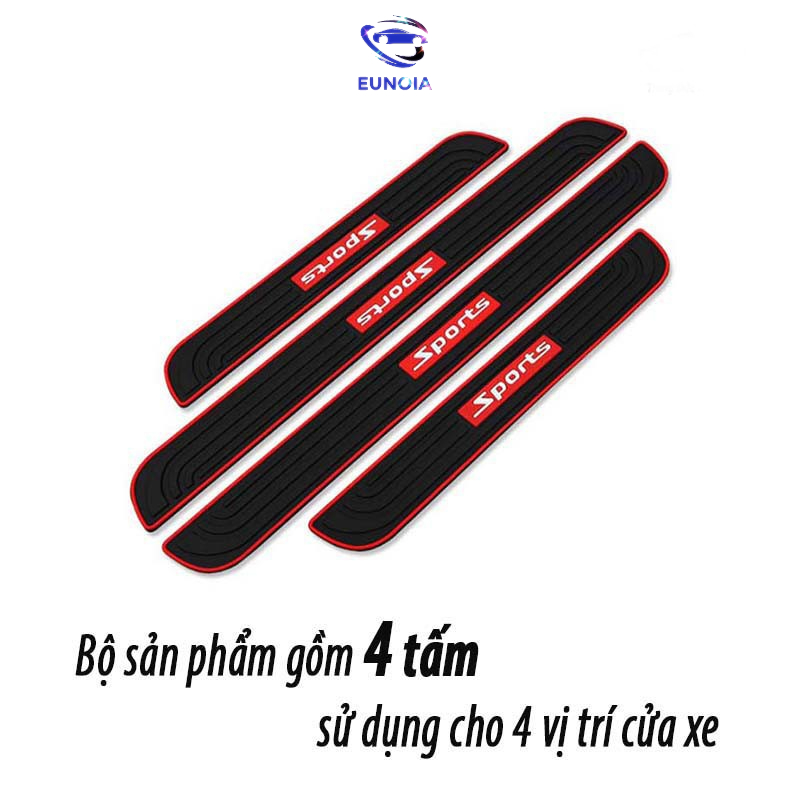 (full xe) Bộ 5 miếng cao su bậc cửa và nẹp cốp chống xước bậc cửa ô tô hãng Sports - Toyota - Hyundai - KiA - Honda