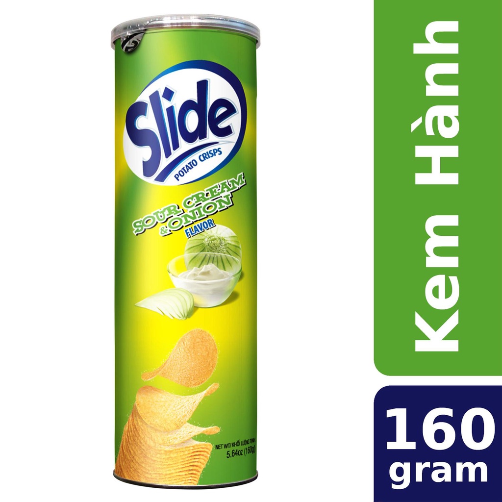 Snack khoai tây vị tự nhiên SLIDE lon 160g (đủ 4 vị best seller)