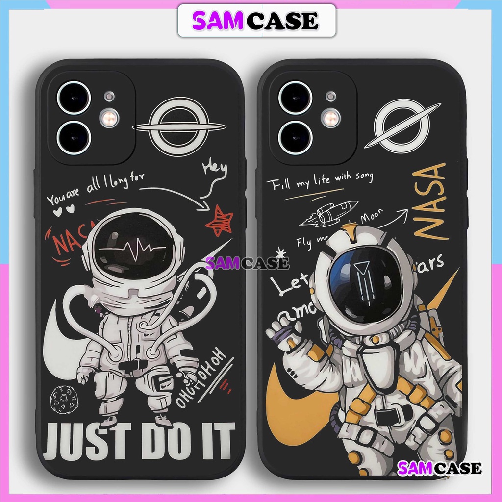 Ốp lưng iPhone Phi hành gia Nasa Cute cạnh viền vuông silicon mềm dẻo cho ip 6/6s/7/8/X/XS/XR/11/12/13/14 Pro Plus Max