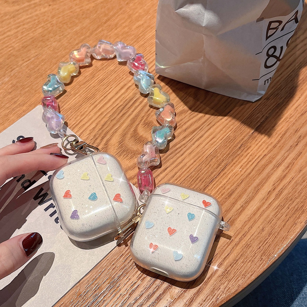 Vỏ Hộp Tai Nghe Không Dây Họa Tiết Trái Tim Lấp Lánh Cho AirPods3gen AirPods3 AirPods2gen Ốp