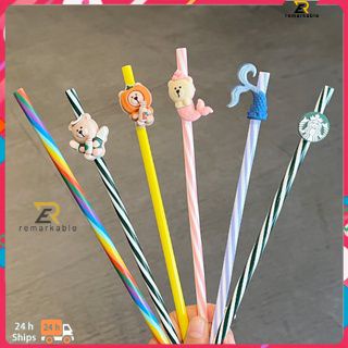 Bình Giữ Nhiệt Cao Cấp Starbucks Sáng Tạo Ống Hút Gấu Cá Voi Ống Hút Phụ Kiện Ống Hút Có Ống Hút Chổi Vệ Sinh