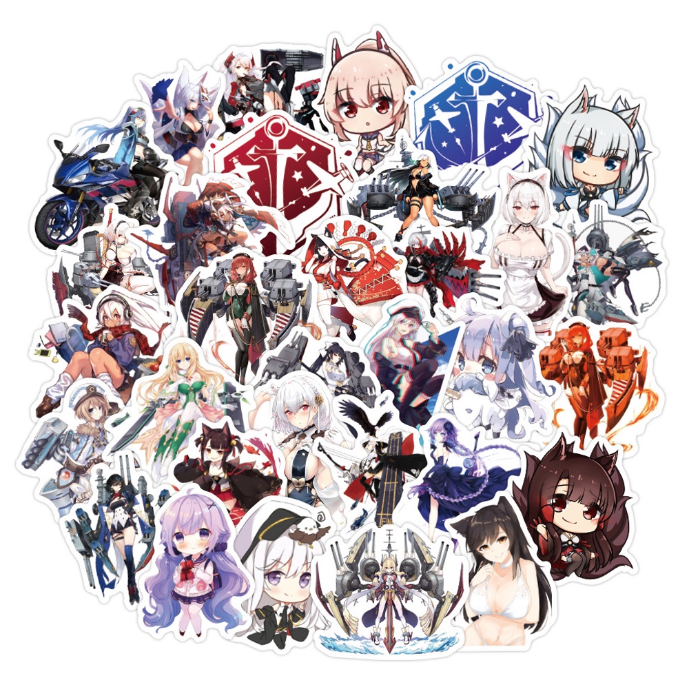 J· Bộ Hình Dán Chống Thấm Azur Lane, 50 tờ/bộ