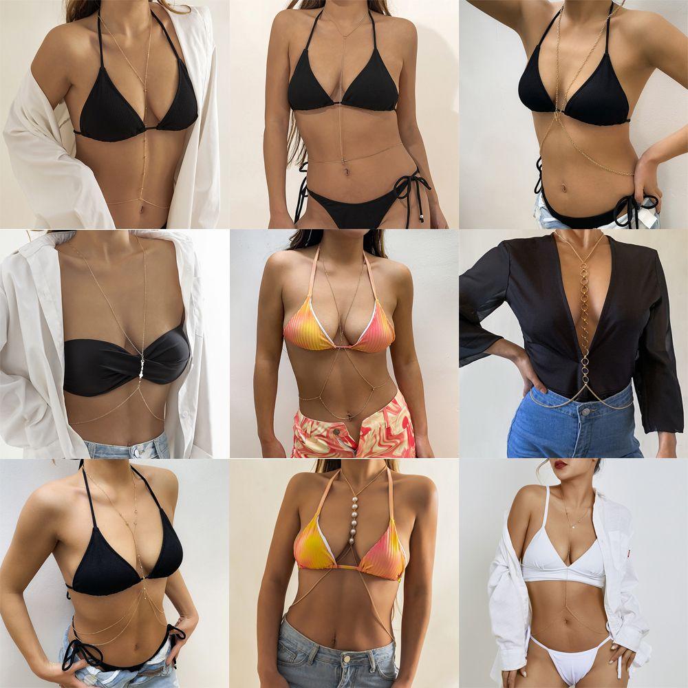ROWANS Bikini Mắt Xích Kim Loại Quyến Rũ