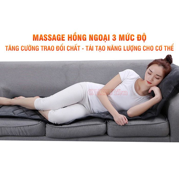 Nệm Massage Toàn Thân Hồng Ngoại Có Gối Mát Xa Cổ Nikio NK-151 - Nhật Bản