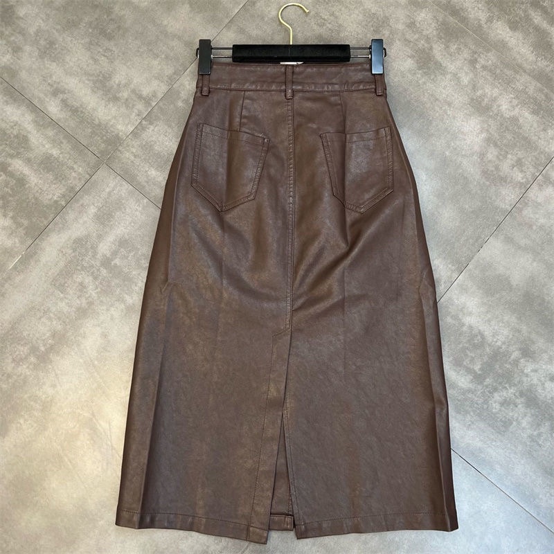 Set Áo Khoác Bò Jeans Croptop & Chân Váy Da Dáng Dài