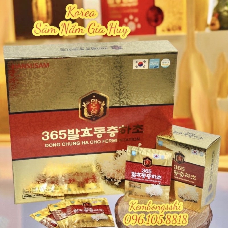 [HÀNG MỚI VỀ ] Đông Trùng Hạ Thảo 365 Hộp 60 gói Cao Cấp Bổ Phổi Hàn Quốc