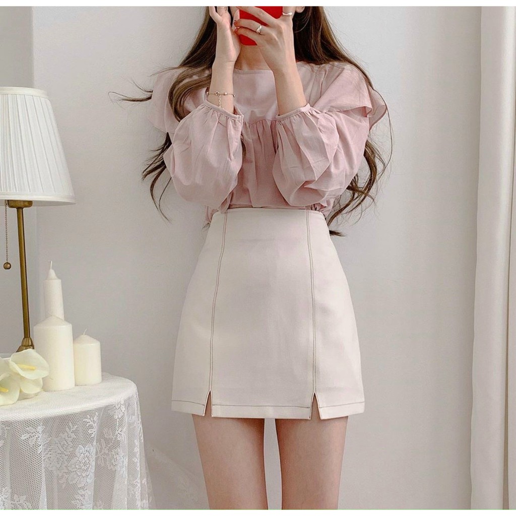Set Áo Somi tone Pastel mix Chân Váy Chữ A tà xẻ Siêu Xinh Basic JULIE DRESS PHS1079 | BigBuy360 - bigbuy360.vn