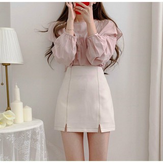 Set Áo Somi tone Pastel mix Chân Váy Chữ A tà xẻ Siêu Xinh Basic JULIE DRESS PHS1079