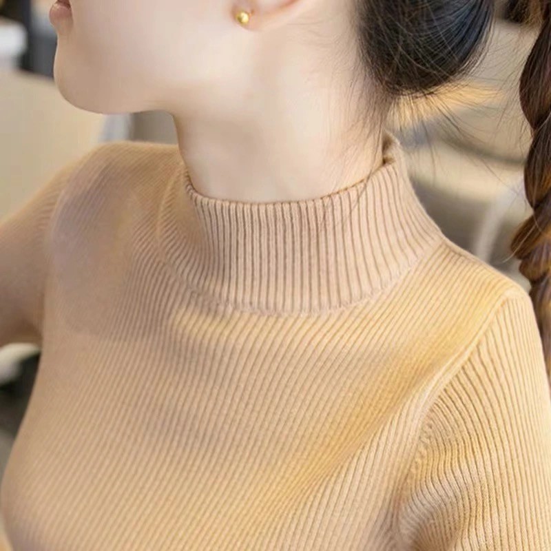 Áo Len Tay Dài Cổ Lọ Dáng Ôm Thời Trang Cho Nữ