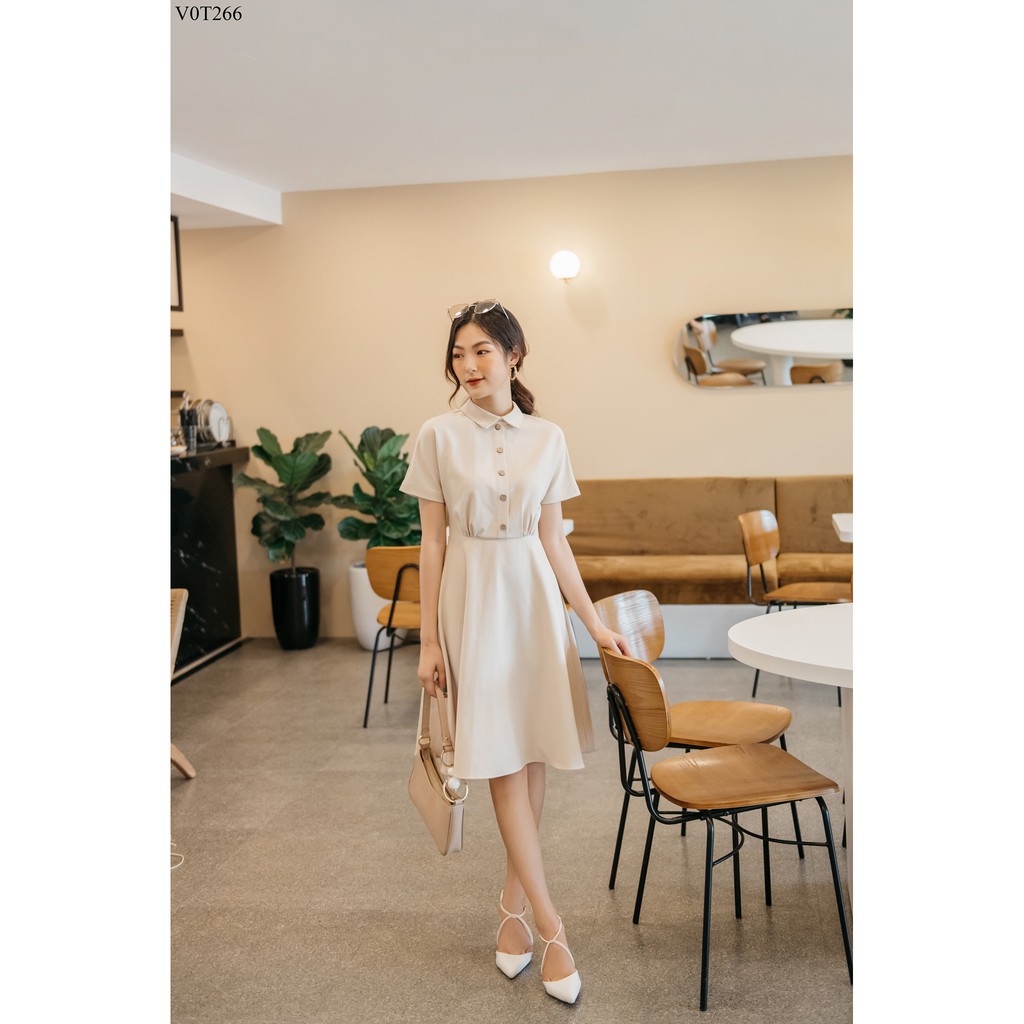 Váy cổ đức chun dãn khuy dọc chân xòe TIIN STORE V0T266 | BigBuy360 - bigbuy360.vn
