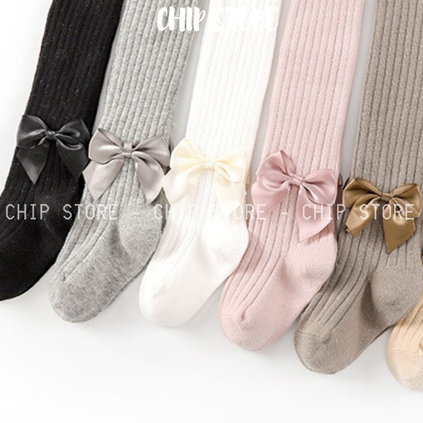 Quần tất liền bàn bé gái CHIP STORE Quần legging cho bé có nơ chất len gân dày dặn from đẹp Hàng QC loại1 có size 5-12kg