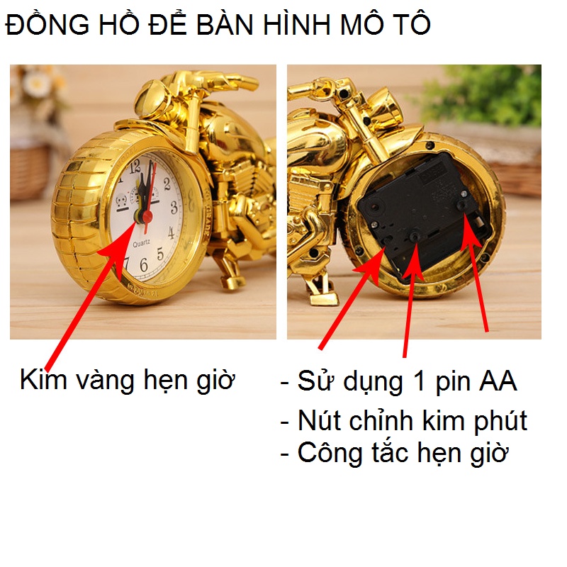 Đồng hồ để bàn hình xe mô tô có chức năng hẹn giờ