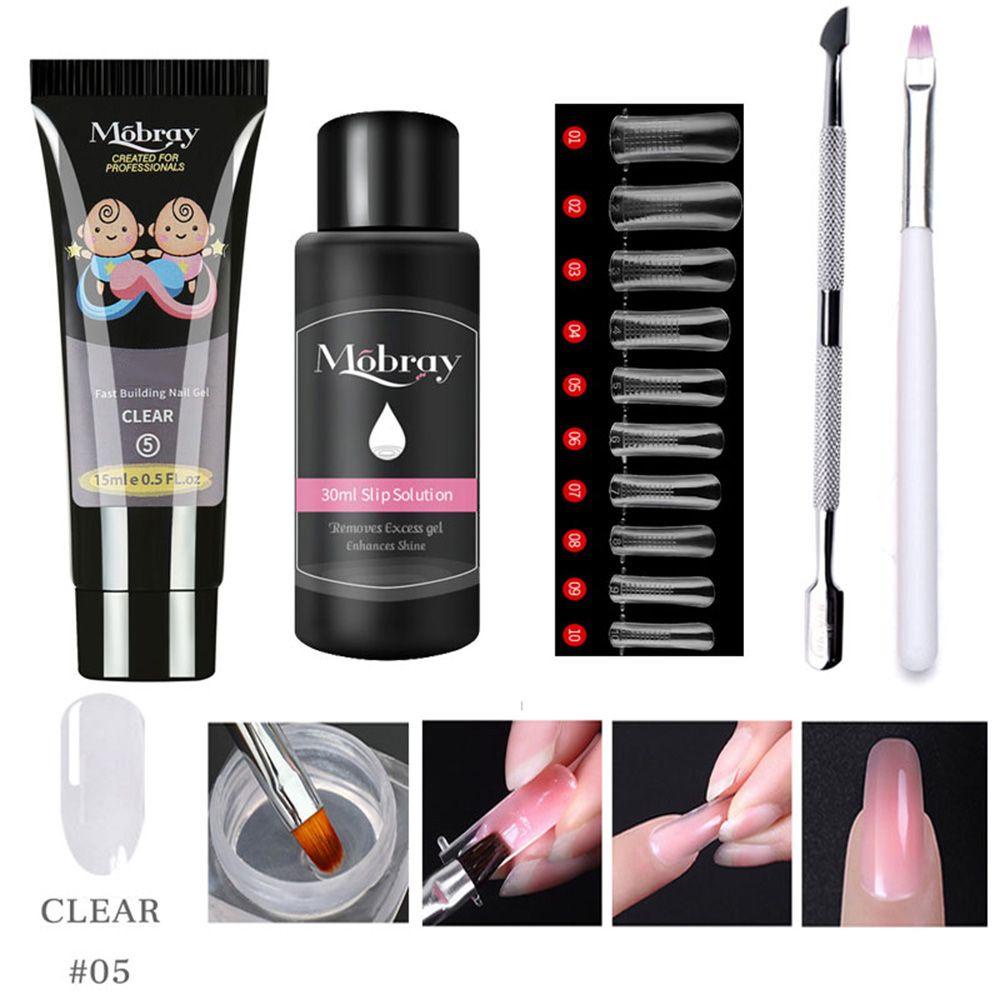 JUNE Women Beauty Nail Extension Gel Set Manicure Finger With Nial Tips Poly Nail Gel Kit Extend Brush Builder Gel Qiuck Dry Nail Art Dual Form