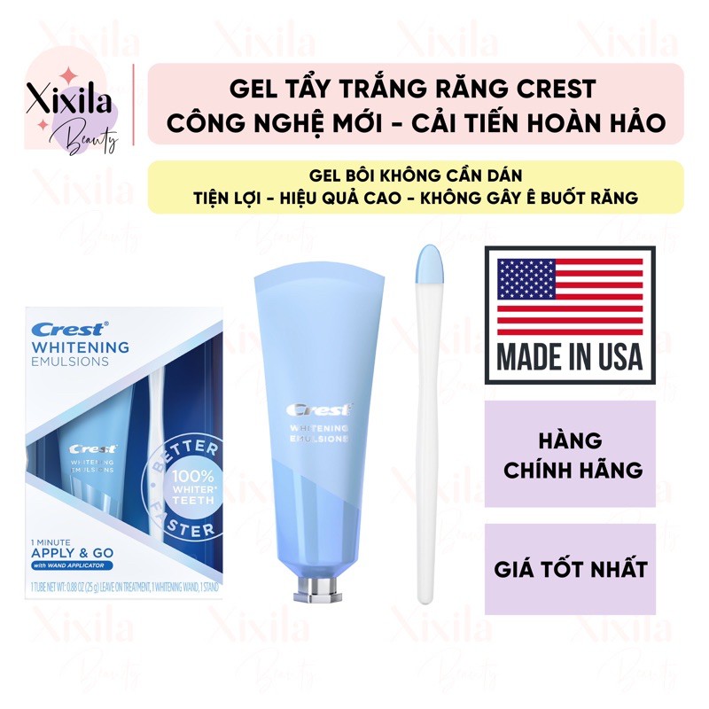 GEL tẩy trắng răng Crest Whitening Emulsions Leave-on Teeth Whitening with Wand Applicator