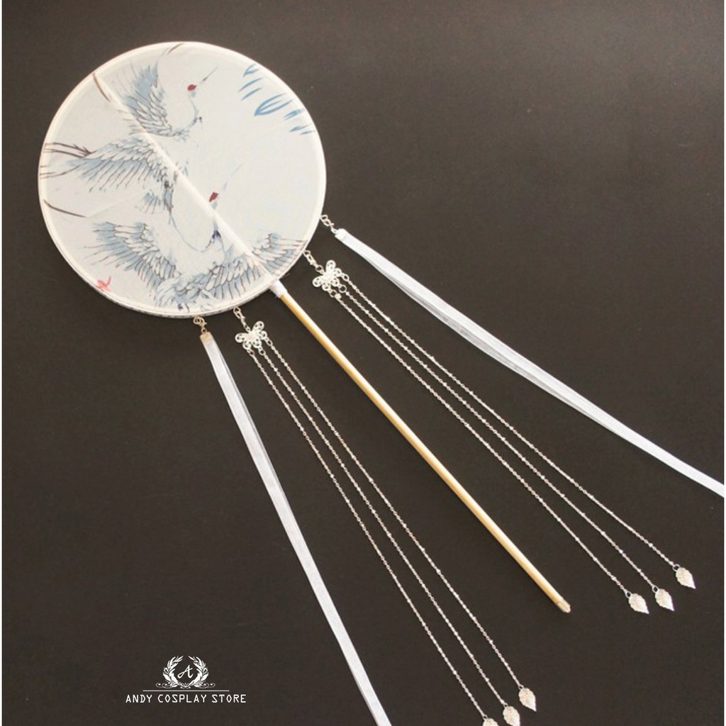 [CÓ SẴN] Quạt tròn hạc cổ trang