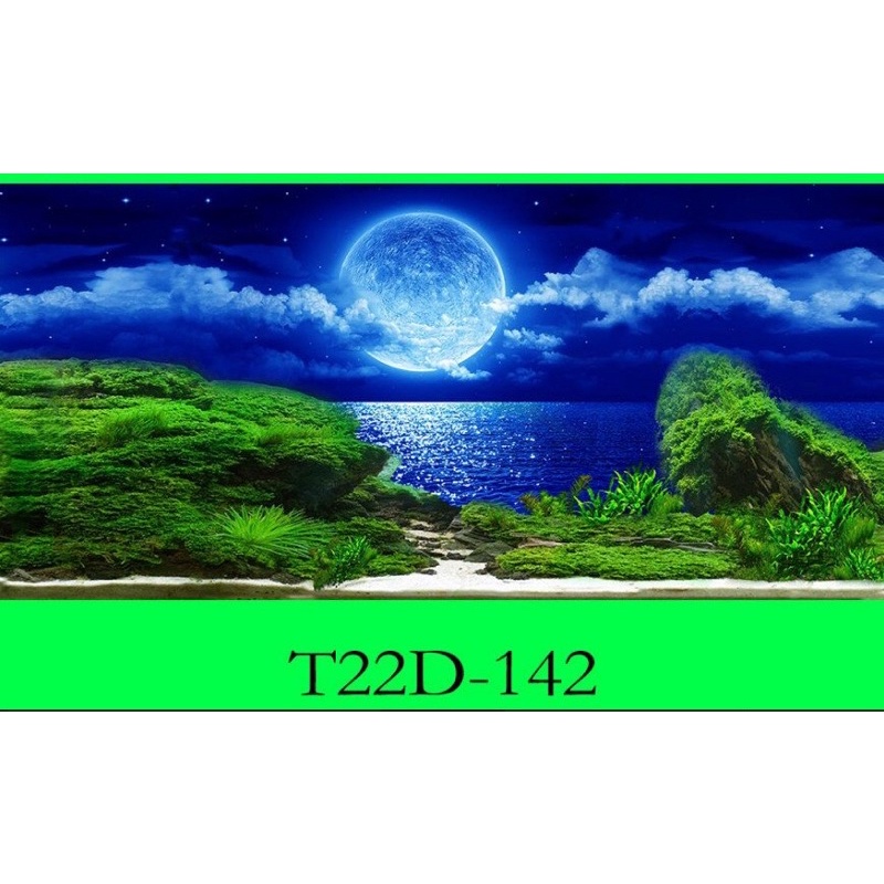 Tranh 3D hồ cá thuỷ sinh, bán cạn - chủ đề Ánh trăng part 3