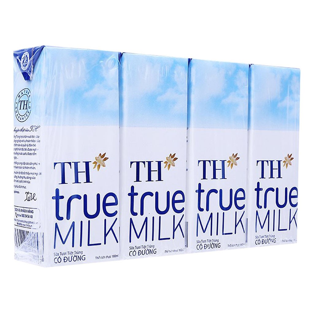 [Mã MKBC25 giảm 80K đơn 1Tr] [CHÍNH HÃNG] Sữa Tươi Tiệt Trùng TH True Milk Có Đường Thùng 48 Hộp x 180ml