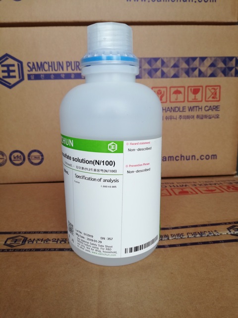 Dung dịch chuẩn Na2S2O3 0.01mol/L Sodium thiosulfate solution N/100 Samchun Hàn Quốc chai 500ml Na2S2O3 0.01N