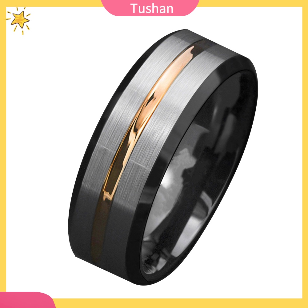 Nhẫn thép Titan có sọc thời trang cho nam