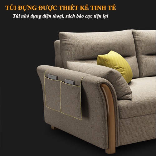 Sofa Giường Thông Minh-Ghế Sofa Cao Cấp Đệm Bọt Biển Tay Gỗ Có Ngăn Chứa Đồ Tặng Kèm 6 Gối Cao Cấp | BigBuy360 - bigbuy360.vn