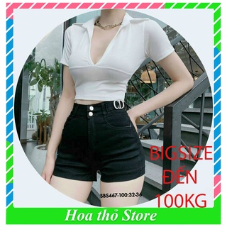 Quần Short bò,quần đùi giấy Nữ BIGSIZE 2 khuy Cạp Cao - Gen bụng - BIGSIZE