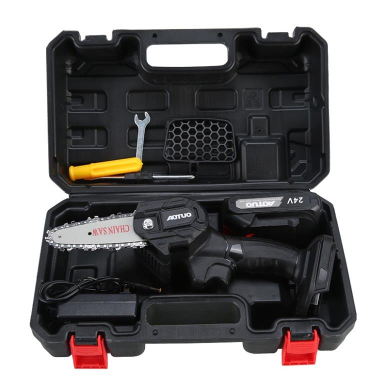 Máy cưa điện lithium nhỏ có thể sạc lại 4 inch khai thác gỗ và cắt tỉa cành, máy cưa xích AOTUO