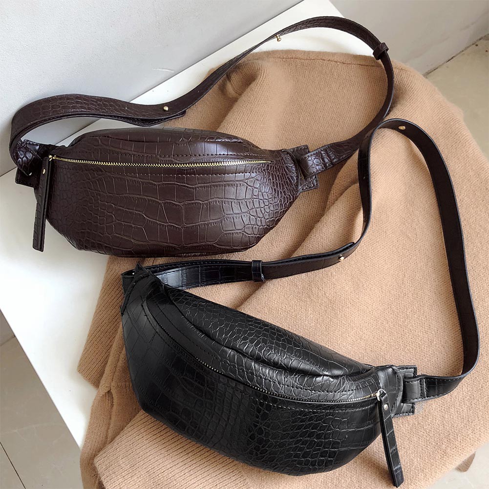 Túi đeo hông chất liệu da cá sấu màu trơn thời trang | BigBuy360 - bigbuy360.vn