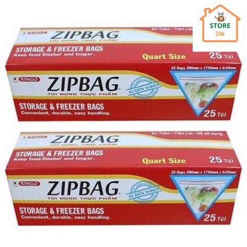 Túi Zipper chỉ đỏ - Túi Zipbag Ringo Quart 20cm x 18cm