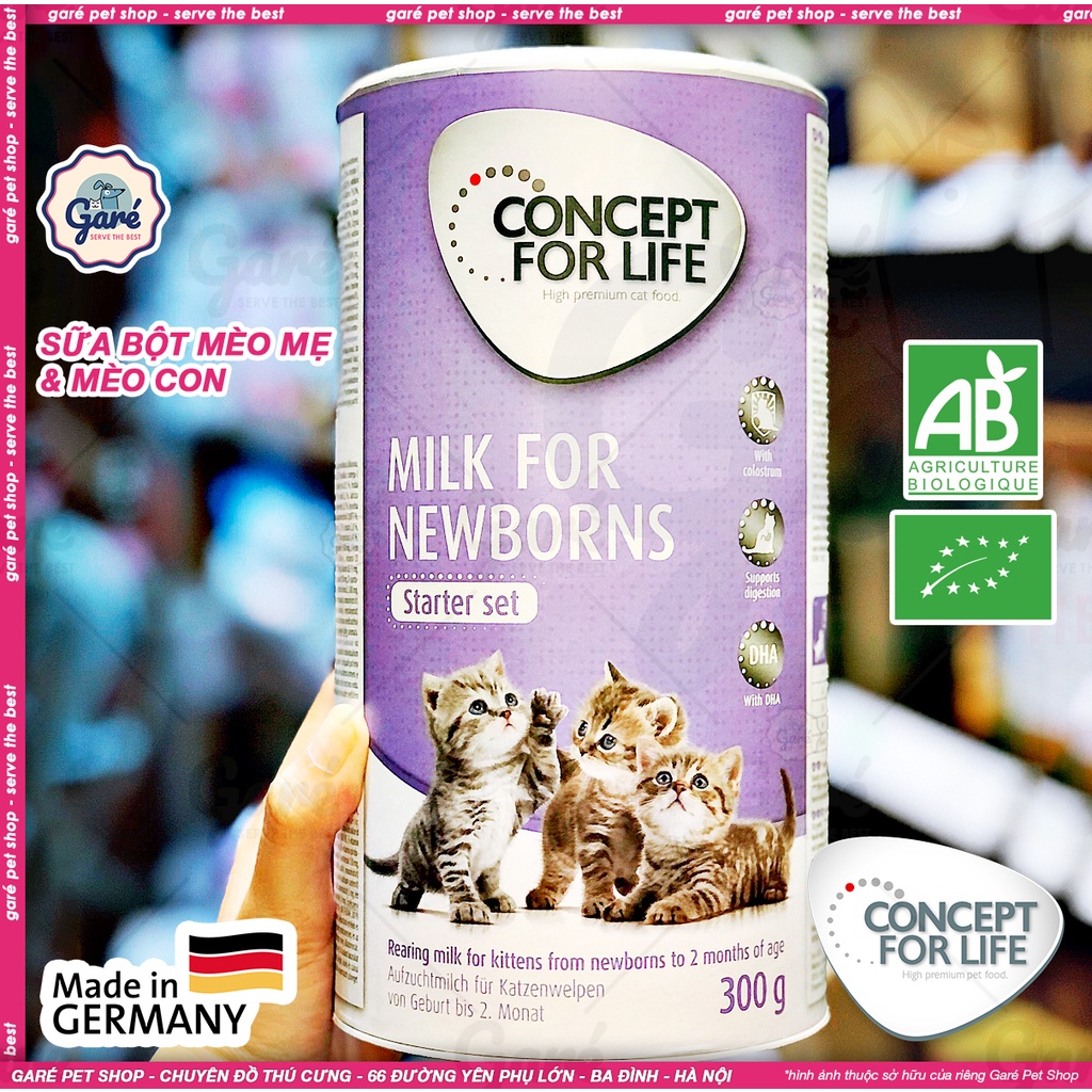 300gr - Sữa bột Concept for Life dành cho Mèo mẹ, mèo sơ sinh, mèo con hoặc chậm lớn - Concept for Life Milk for Newborn